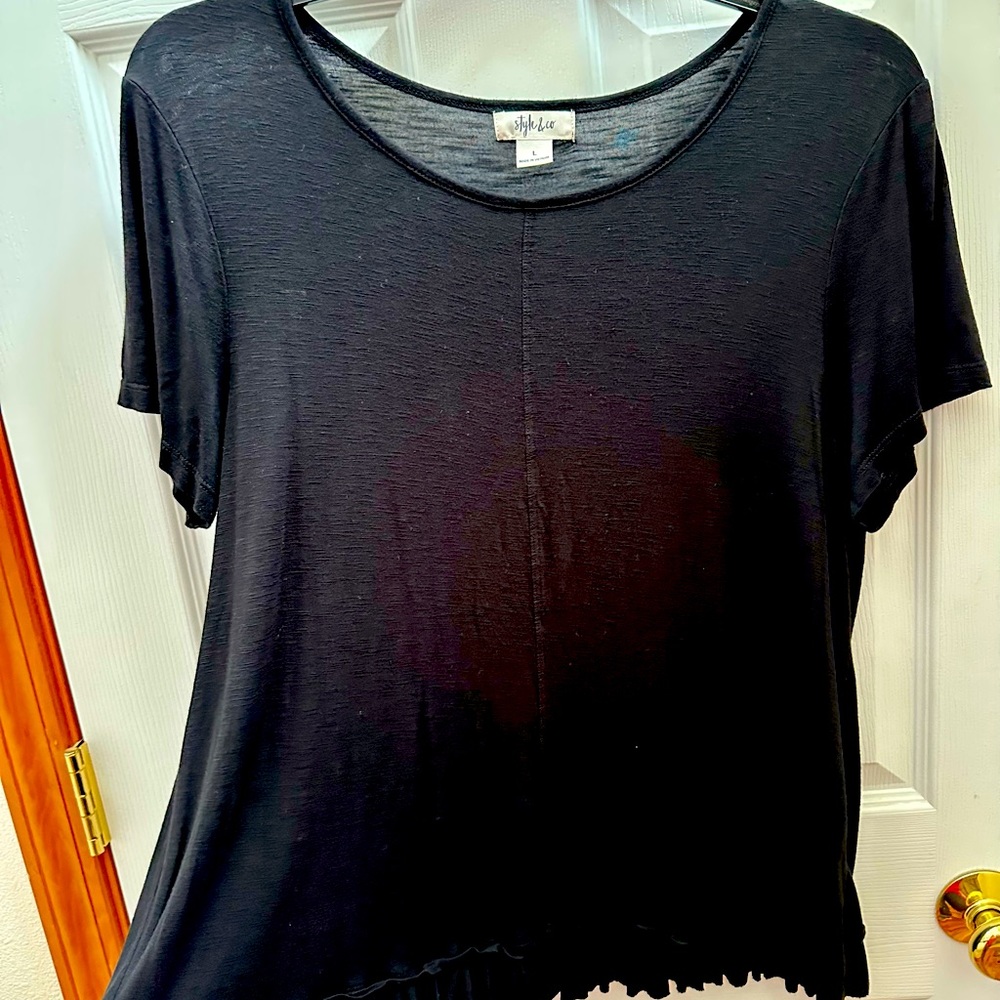 Style & Co. black shirt-sleeve shirt. Size L.